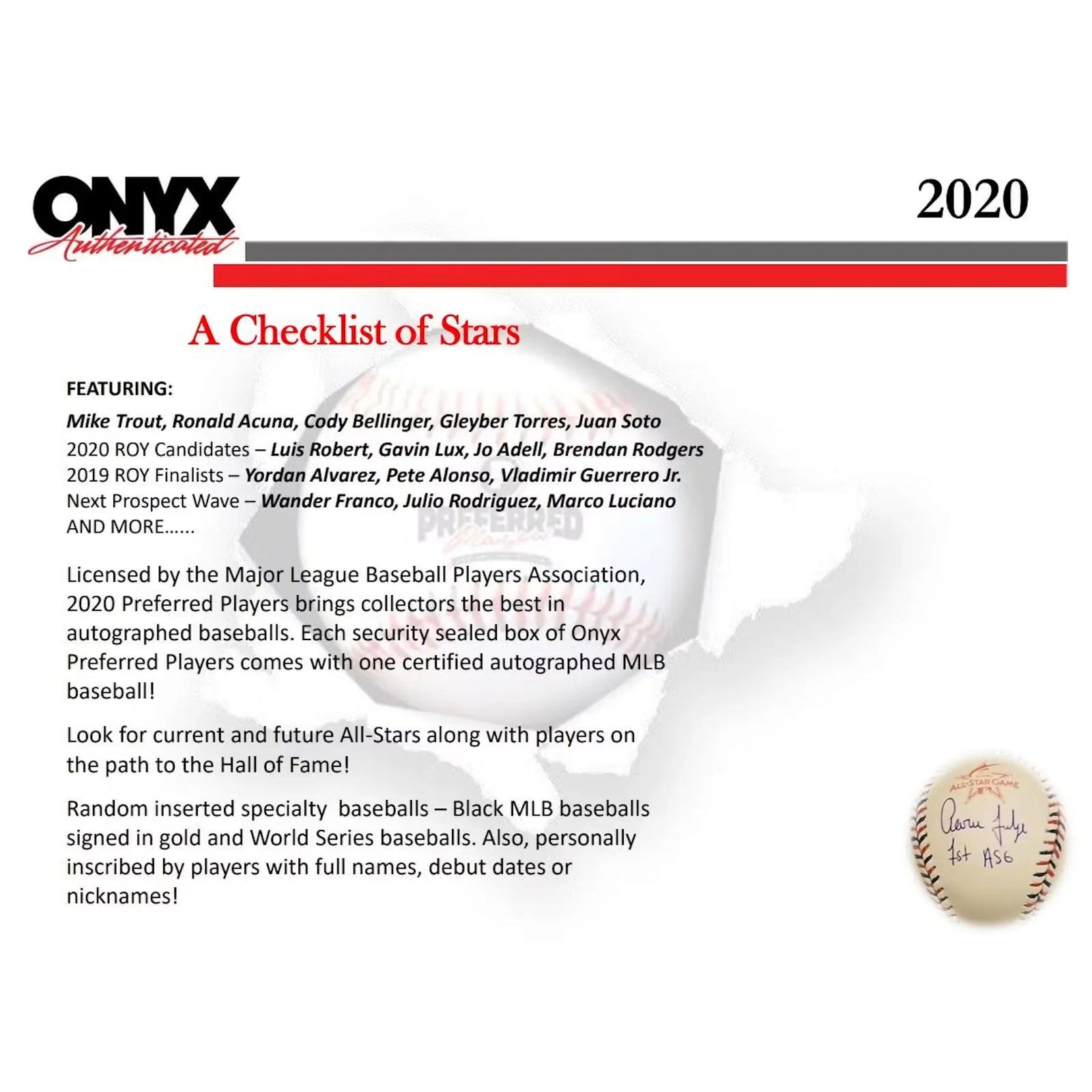 DRAFT - 2020 Onyx Preferred Players Collection Baseball | 3-Box Hobby Case