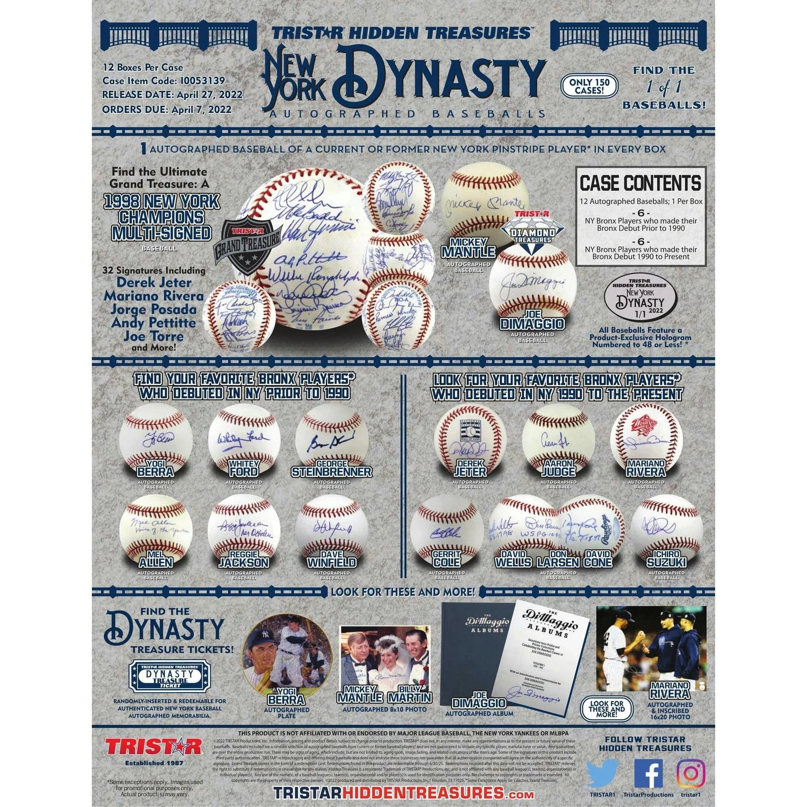 DRAFT - Just In 2022 TriStar New York Dynasty Baseball Hobby Box (Reed Buy)
