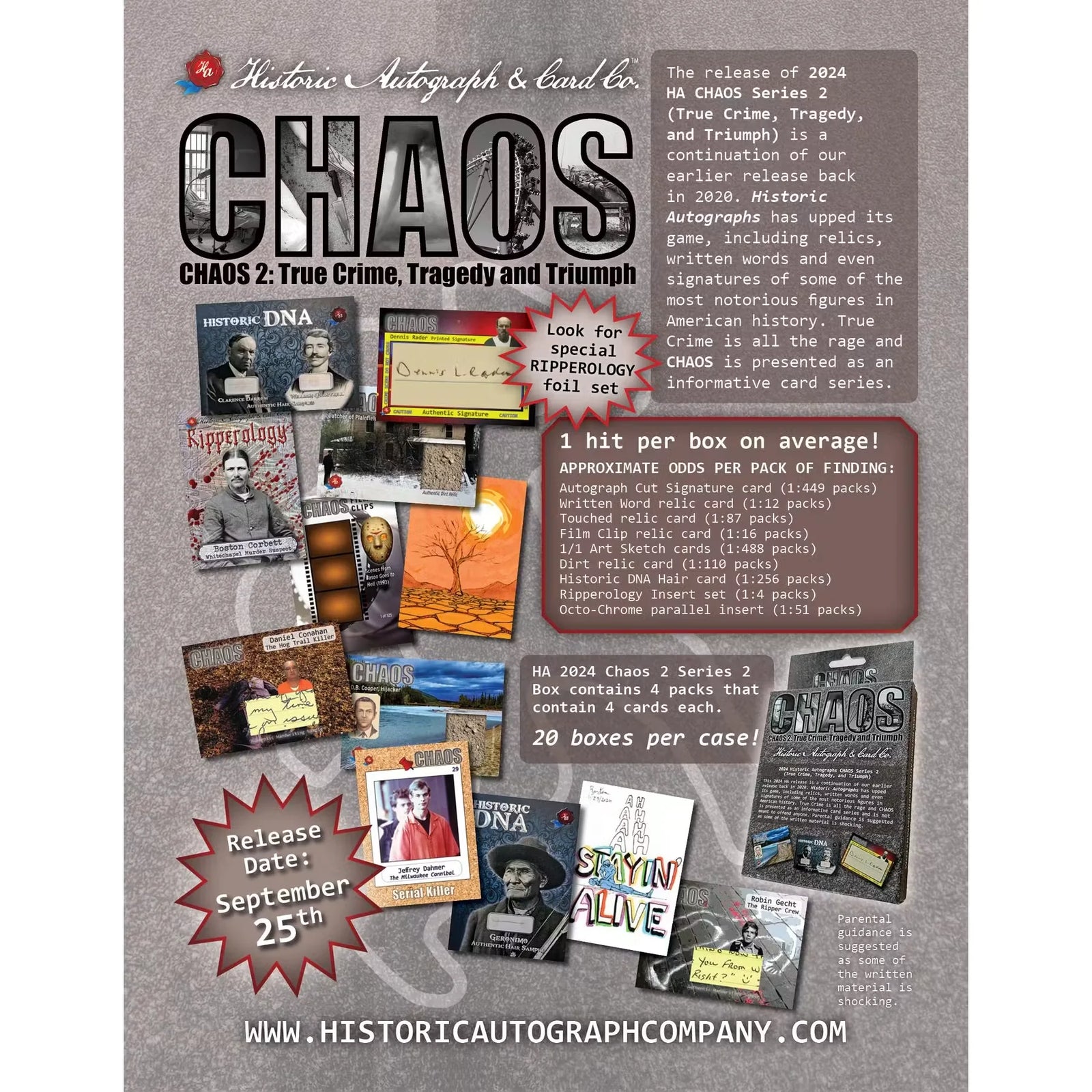 2024 Historic Autographs Chaos Series 2 Trading Cards Hobby Box (Ships Sealed Only) - D2