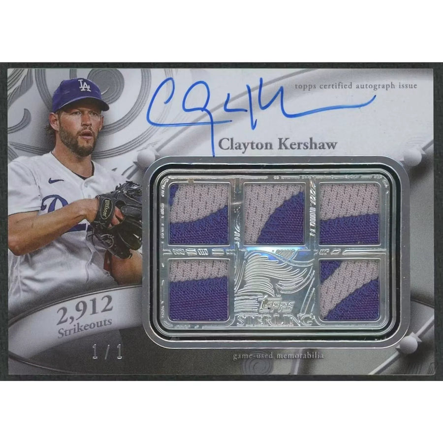 Clayton Kershaw Signed 2024 Topps Sterling Card | Sterling Strikes Patch Auto 1/1