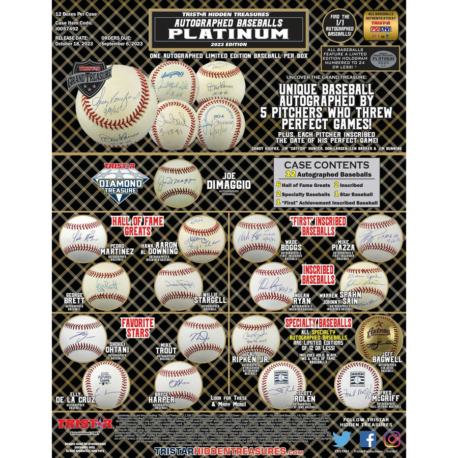 DRAFT - Just In 2023 TriStar Hidden Treasures Platinum Autographed Baseball Hobby Box (Reed Buy)