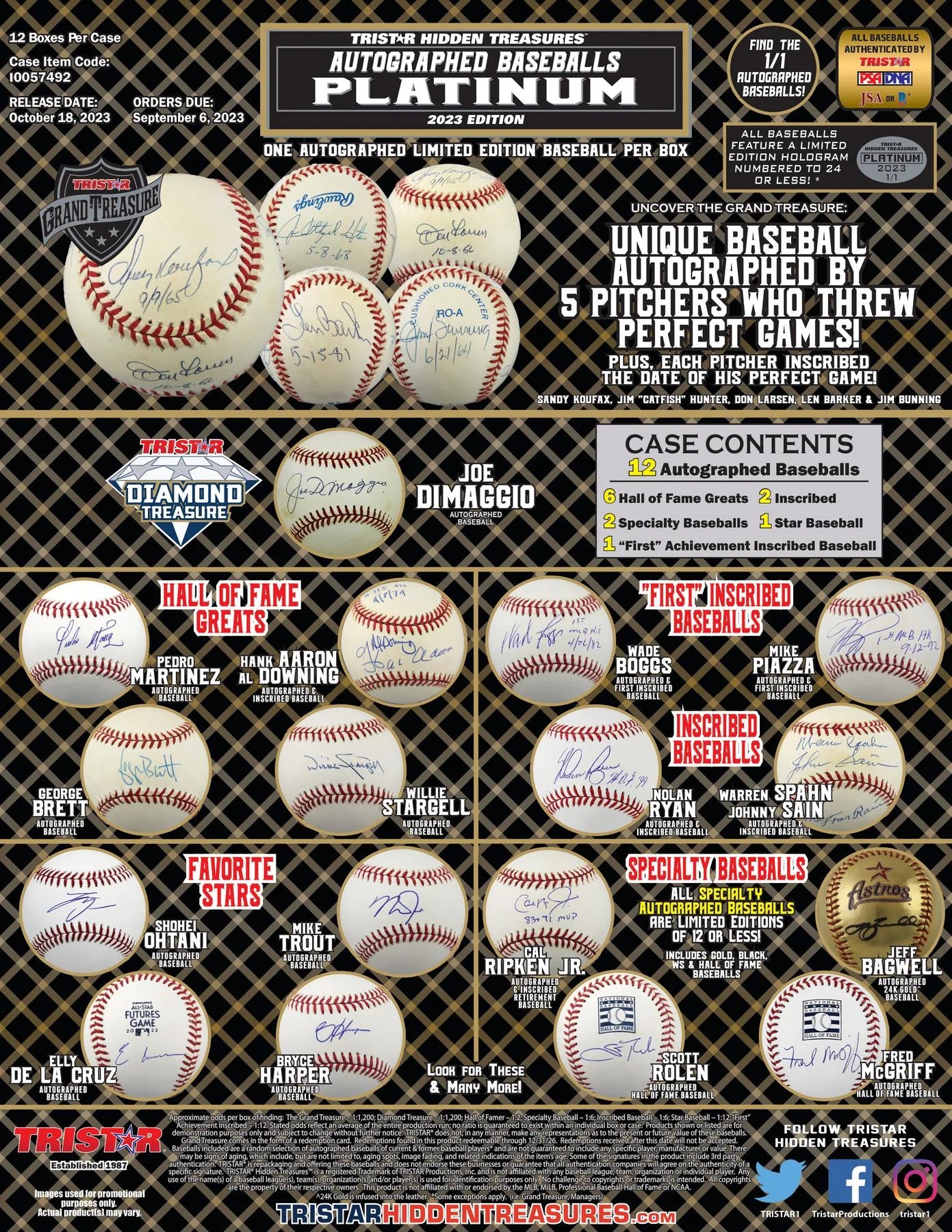 DRAFT - Just In 2023 TriStar Hidden Treasures Platinum Autographed Baseball Hobby Box (Reed Buy)