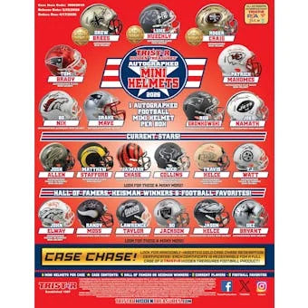 DRAFT - Presell 2026 Tristar Hidden Treasures Autographed Football Mini Helmet Hobby Box (Presell) Releases May. 29th, 2026