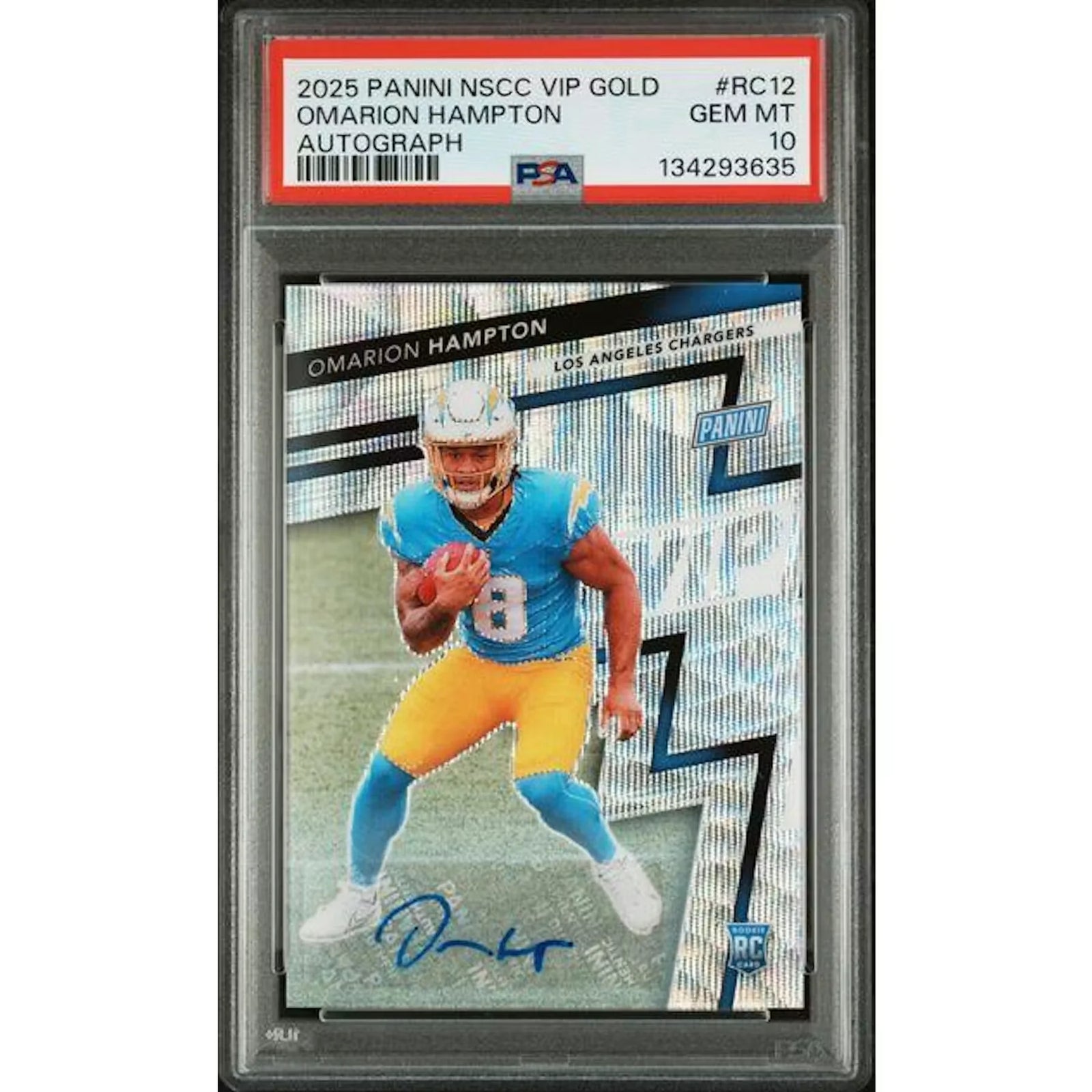 Omarion Hampton Signed 2025 Panini NSCC VIP Gold Card | PSA 10
