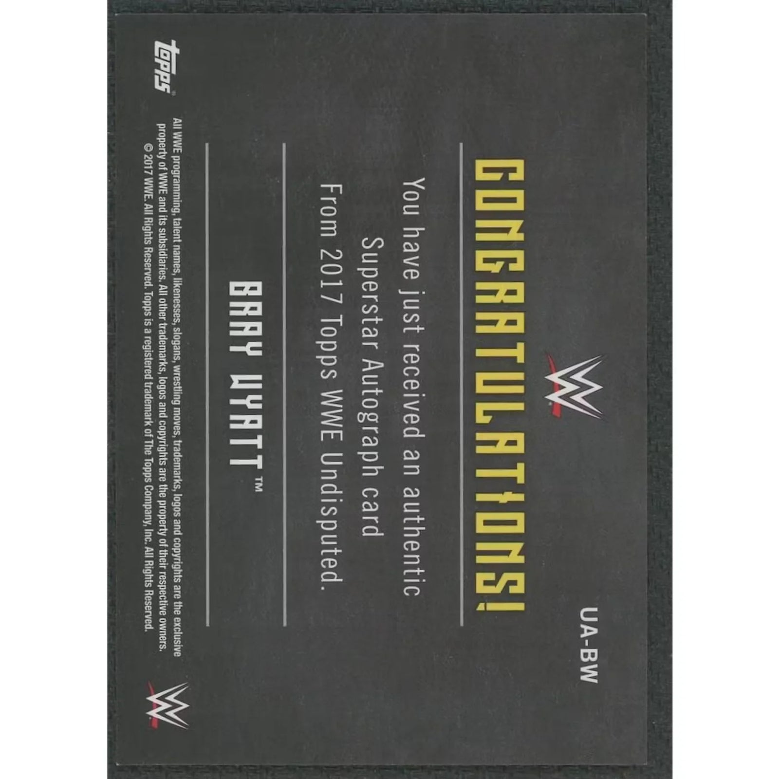 Bray Wyatt Signed 2017 Topps WWE Undisputed Card | Auto/99