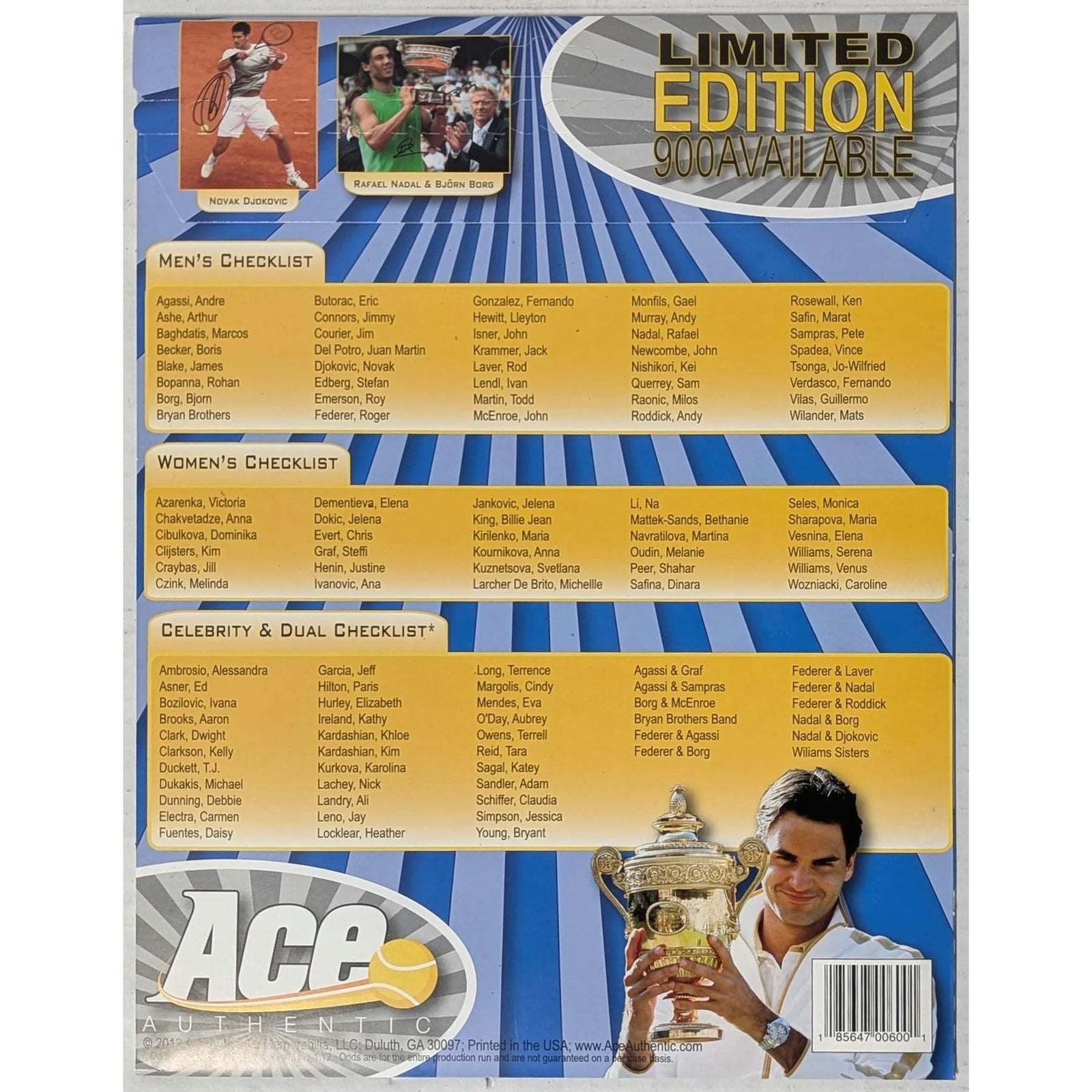 DRAFT - Just In 2012 Ace Authentic Secret Signatures 8x10 Series 3 Tennis Hobby Box (Reed Buy)