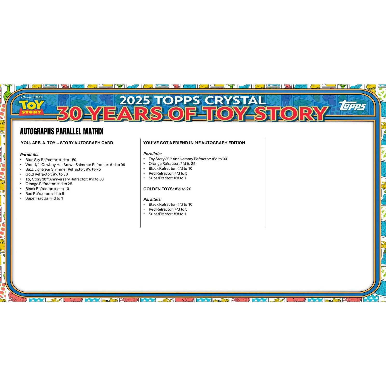 DRAFT - 2025 Topps Crystal Toy Story 30 Years Hobby 12-Box Case