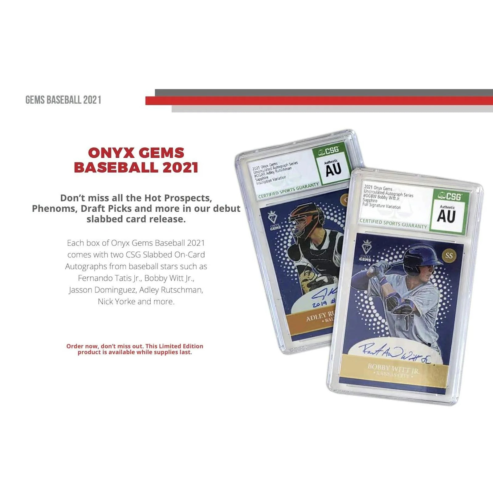 DRAFT - Just In 2021 Onyx Gems Baseball Hobby Box (Reed Buy)