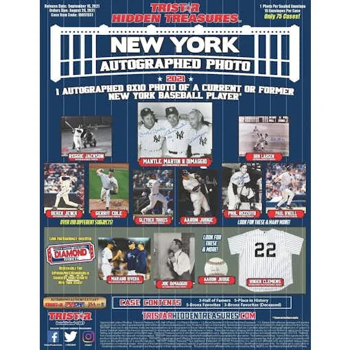 DRAFT - Just In 2021 Tristar Hidden Treasures Autographed New York Baseball 8x10 Photo Edition Box (Reed Buy)