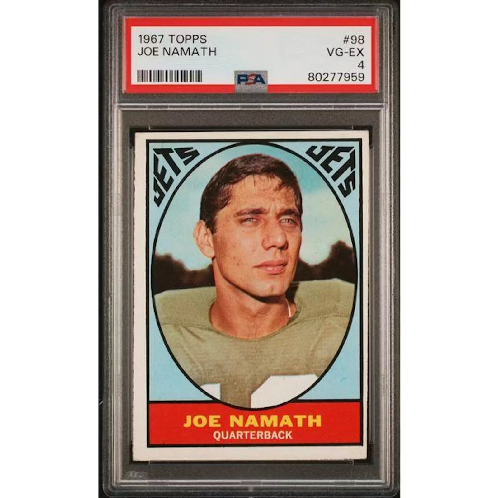 Joe Namath 1967 Topps #98 Rookie Card | PSA 4