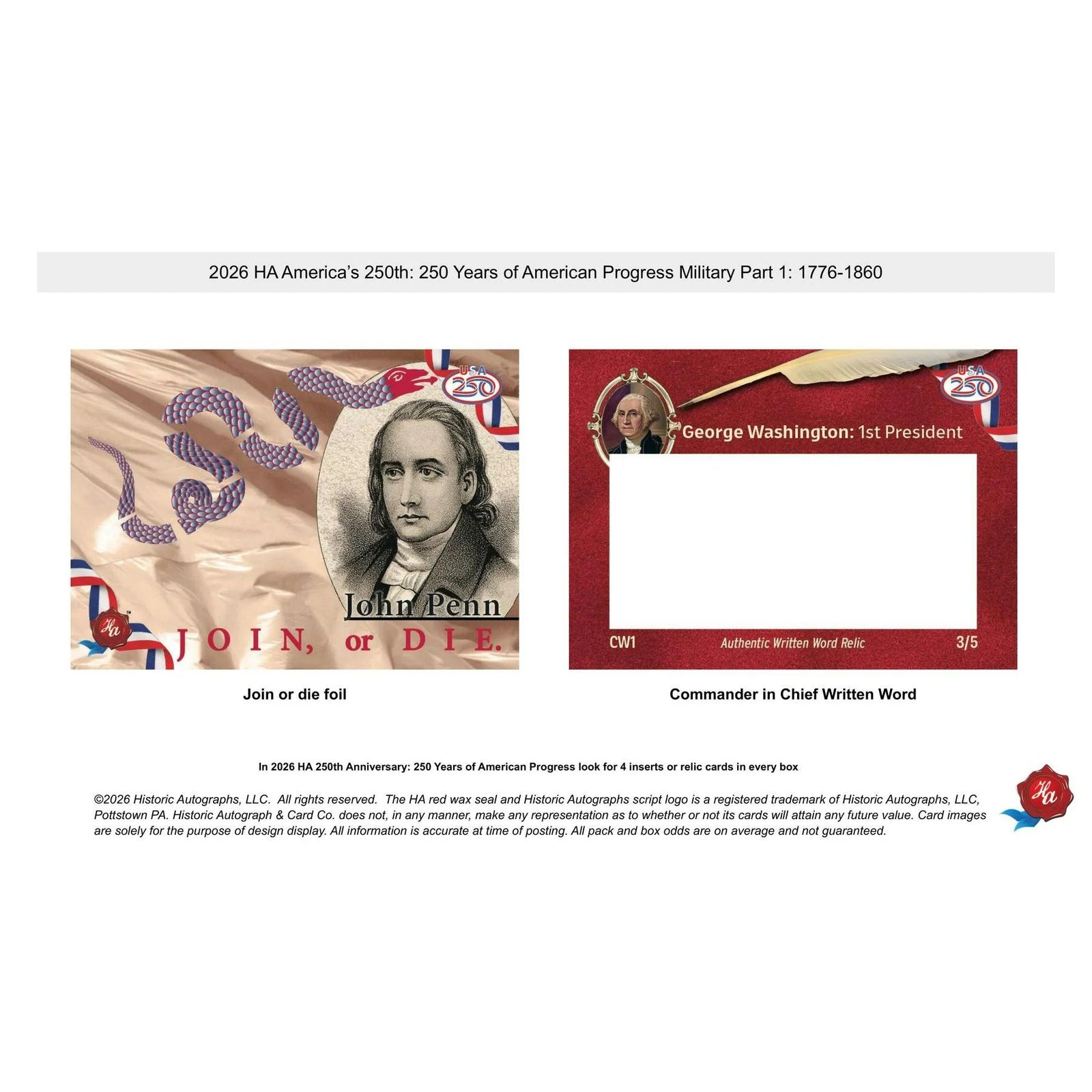 DRAFT - 2026 Historic Autographs America's 250th Anniversary Military Part 1 | 24-Box Hobby Case