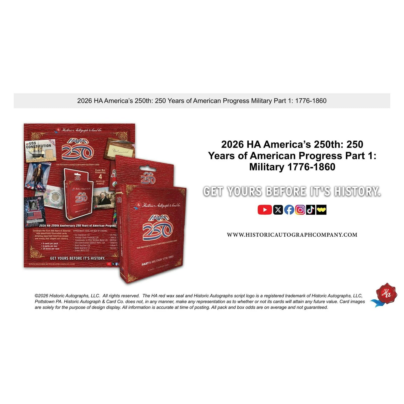DRAFT - 2026 Historic Autographs America's 250th Anniversary Military Part 1 | 24-Box Hobby Case