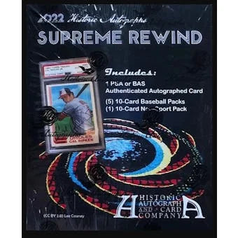 DRAFT - Just In 2022 Historic Autographs Supreme Rewind Baseball Hobby Box (Reed Buy)