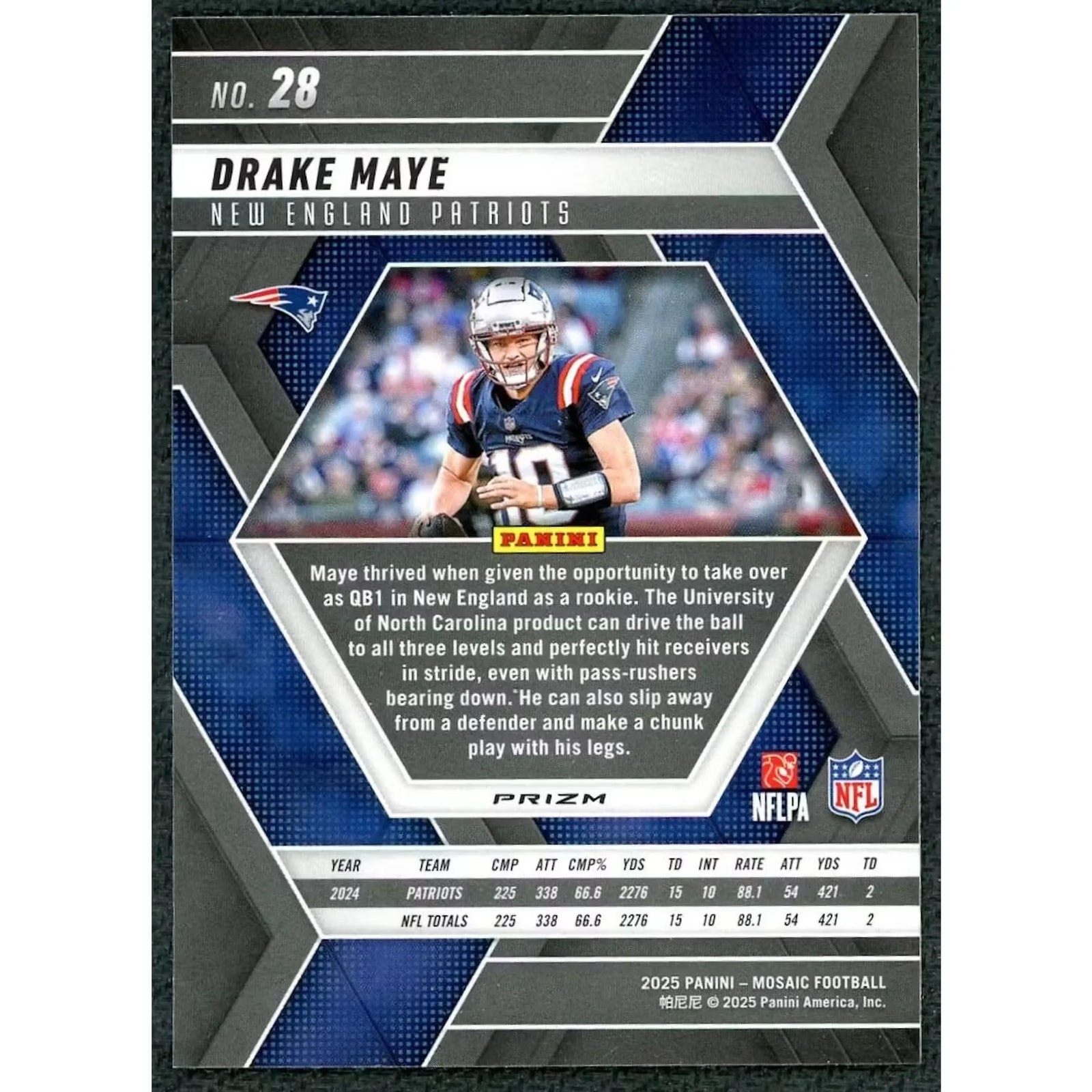 Drake Maye 2025 Panini Mosaic Honeycomb #28 Card