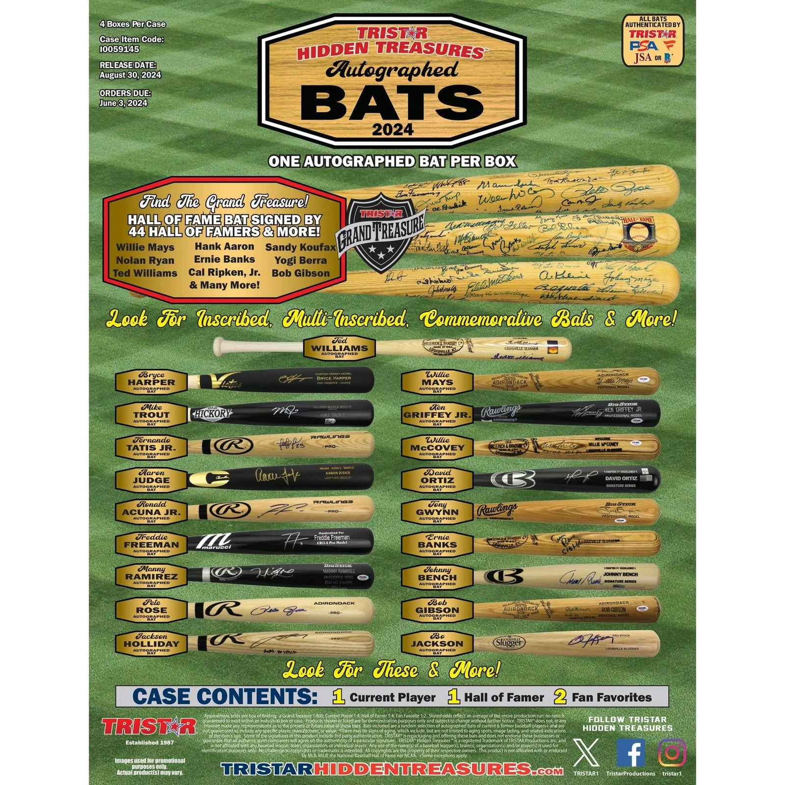 DRAFT - Just In 2024 TriStar Hidden Treasures Autographed Baseball Bats Box (Reed Buy)