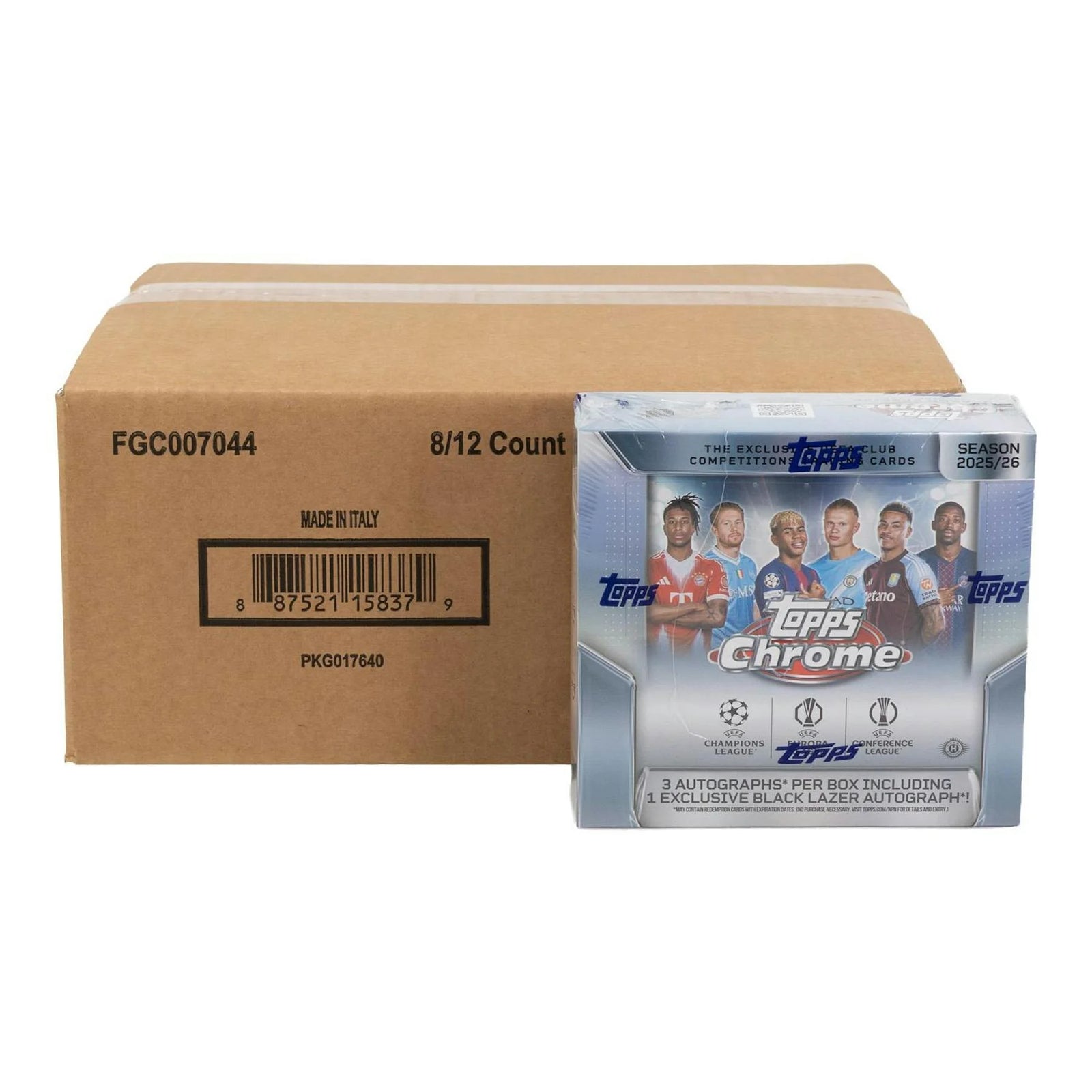 DRAFT - New 2025/26 Topps Chrome UEFA Club Competitions Soccer Hobby Jumbo 8-Box Case