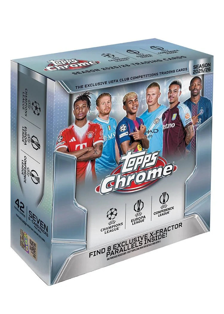 DRAFT - New 2025/26 Topps Chrome UEFA Club Competitions Soccer Mega 20-Box Case