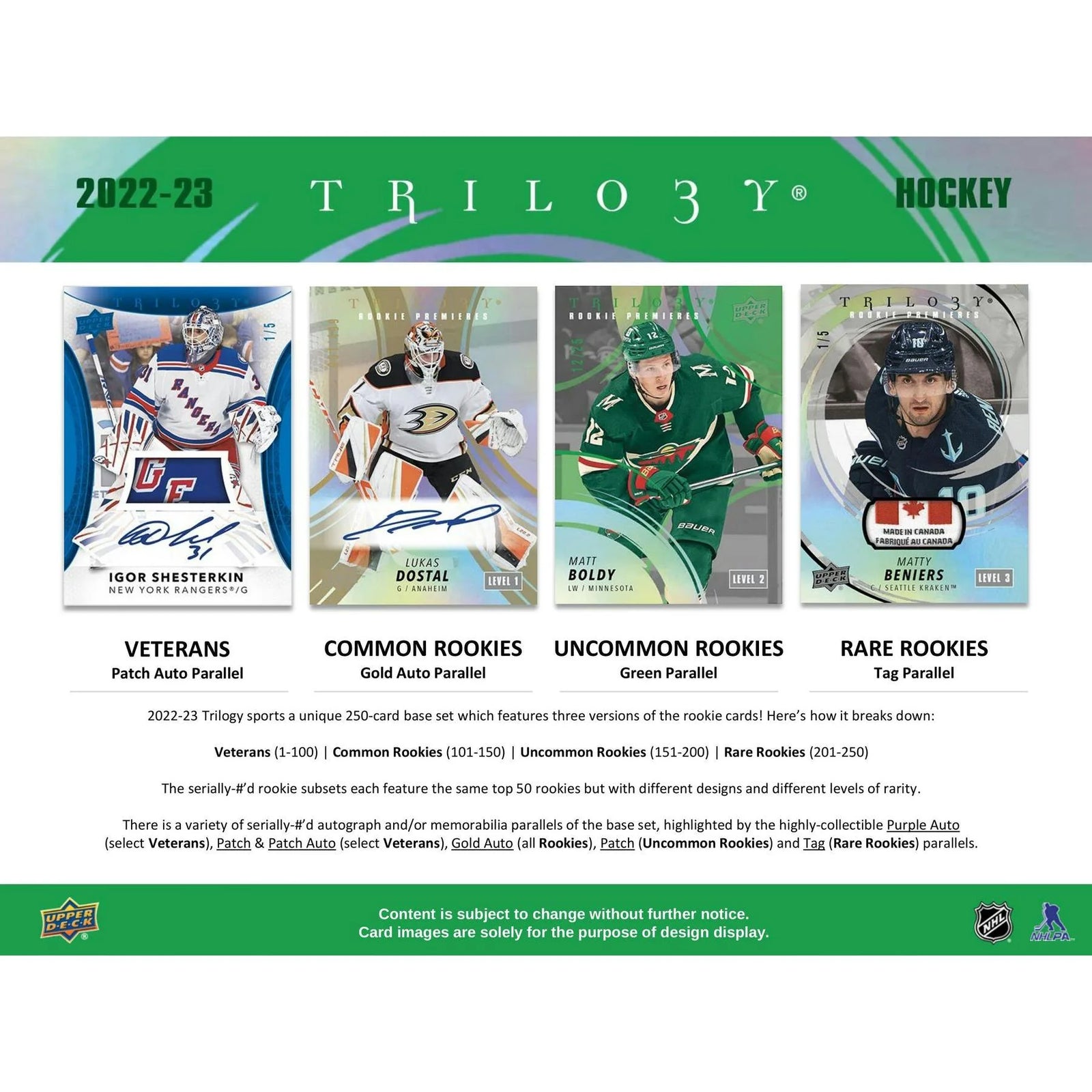 DRAFT - Just In 2022/23 Upper Deck Trilogy Hockey Hobby Box