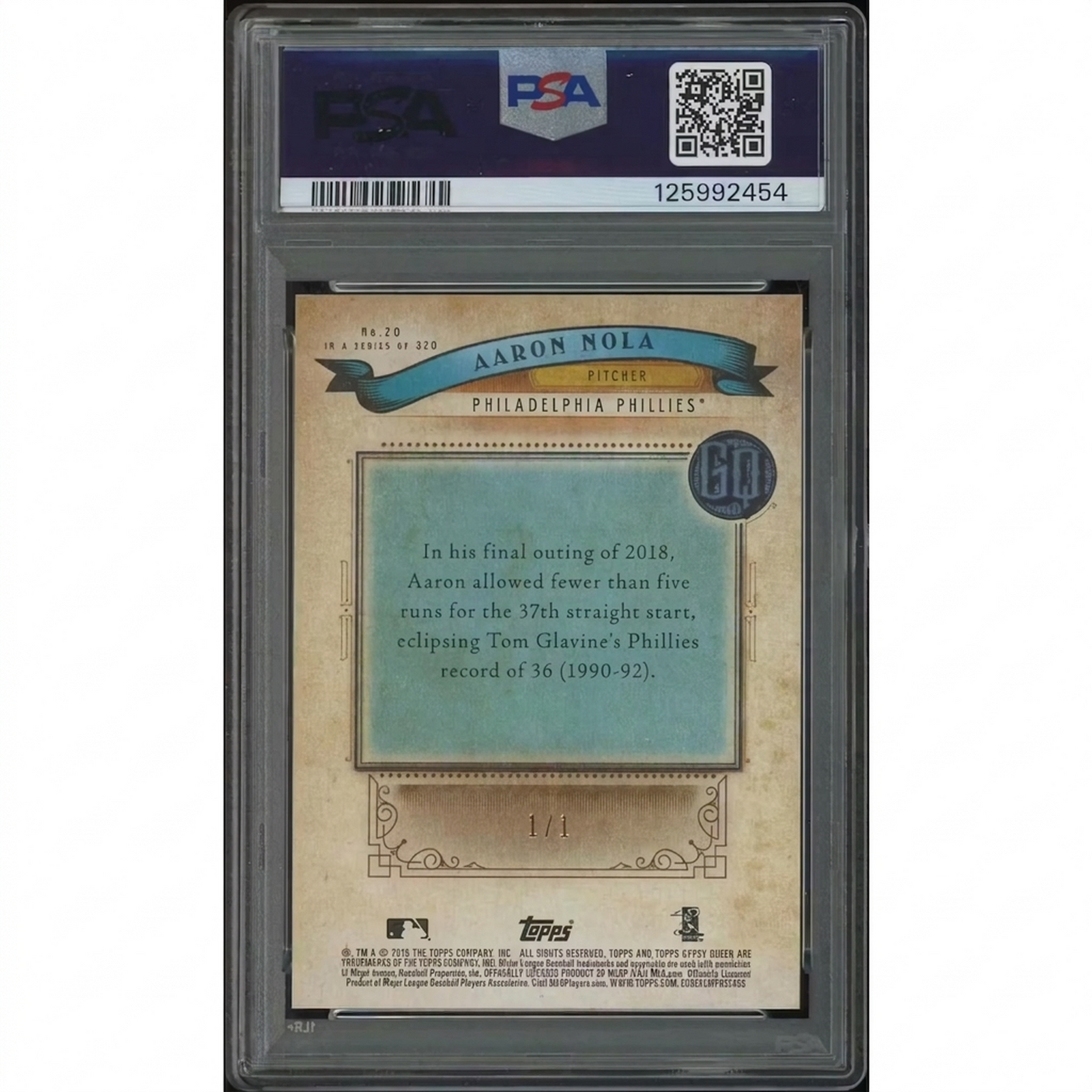 Aaron Nola 2019 Topps Gypsy Queen Chrome Superfractor | PSA 8 1/1