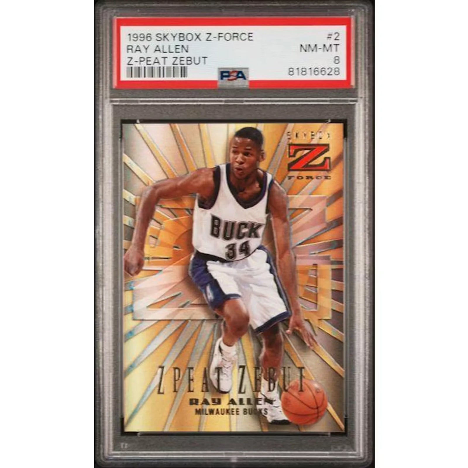 1996 Skybox Z-Force Ray Allen Rookie Card #2 | PSA 8