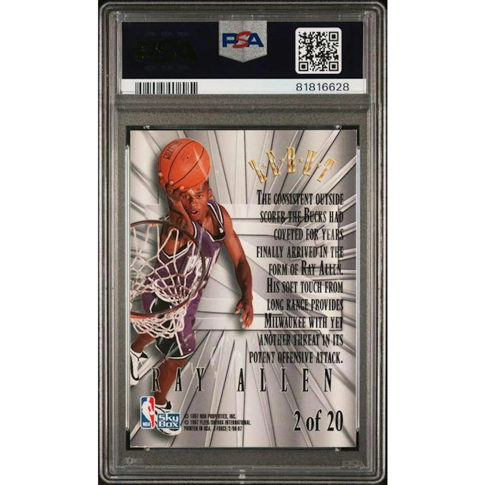 1996 Skybox Z-Force Ray Allen Rookie Card #2 | PSA 8