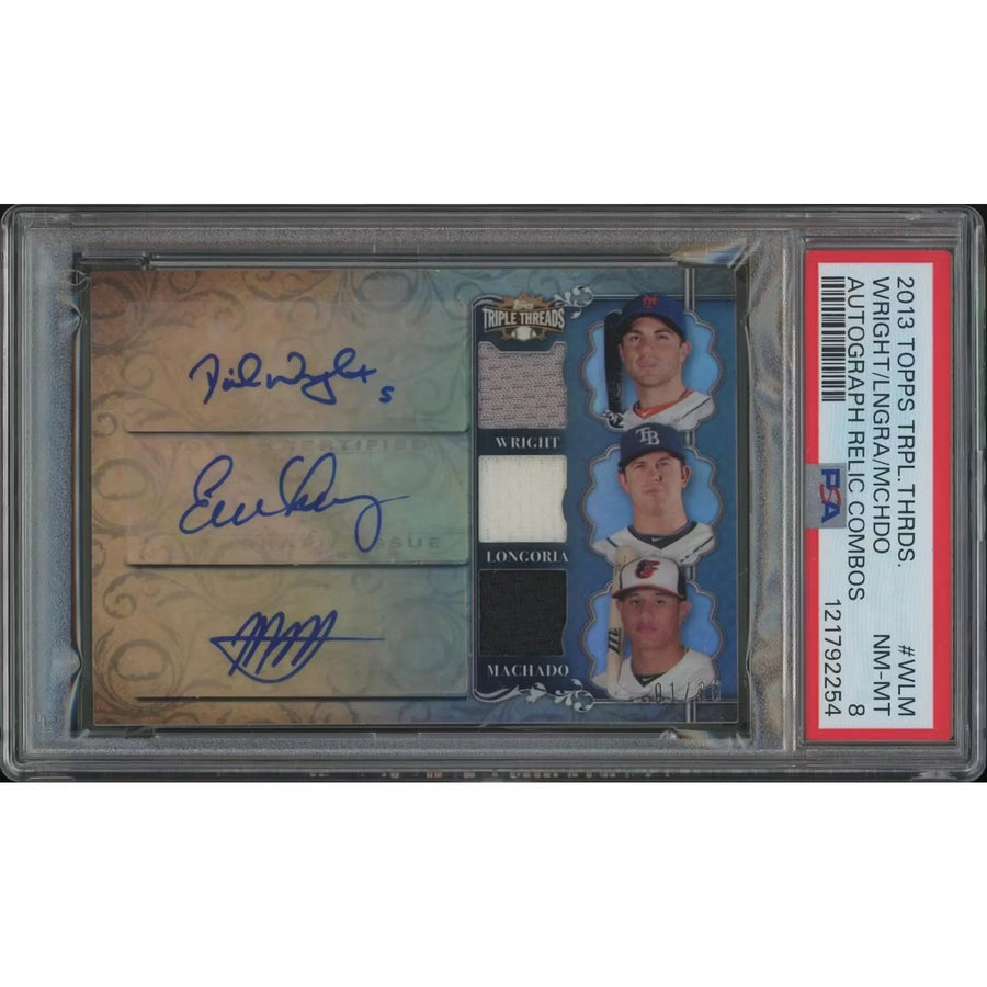 Evan Longoria, David Wright & Manny Machado Signed 2013 Topps Triple Threads #01 Card | PS