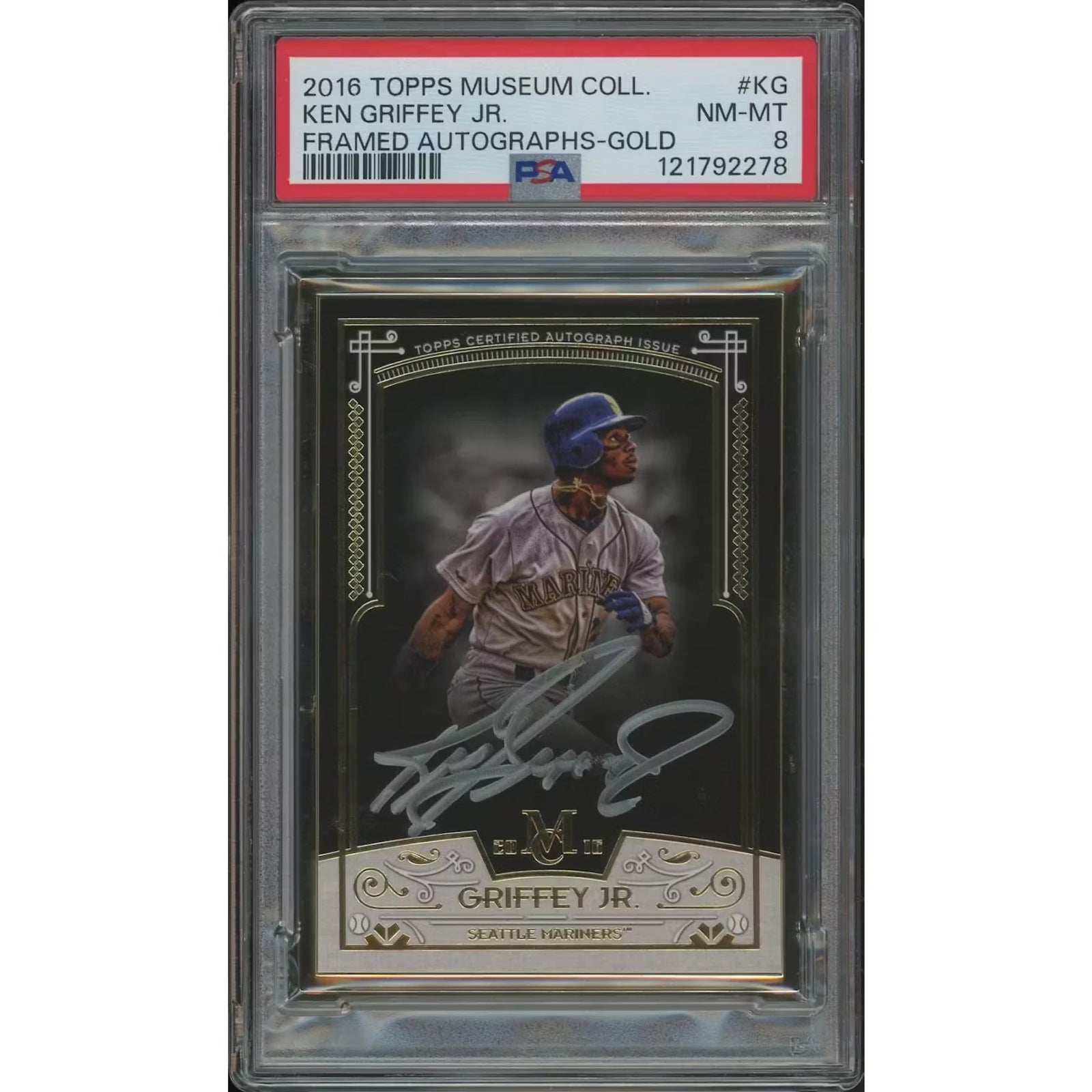 Ken Griffey Jr. Signed 2016 Topps Museum Collection Card | PSA 8 Gold Framed Auto #15/15