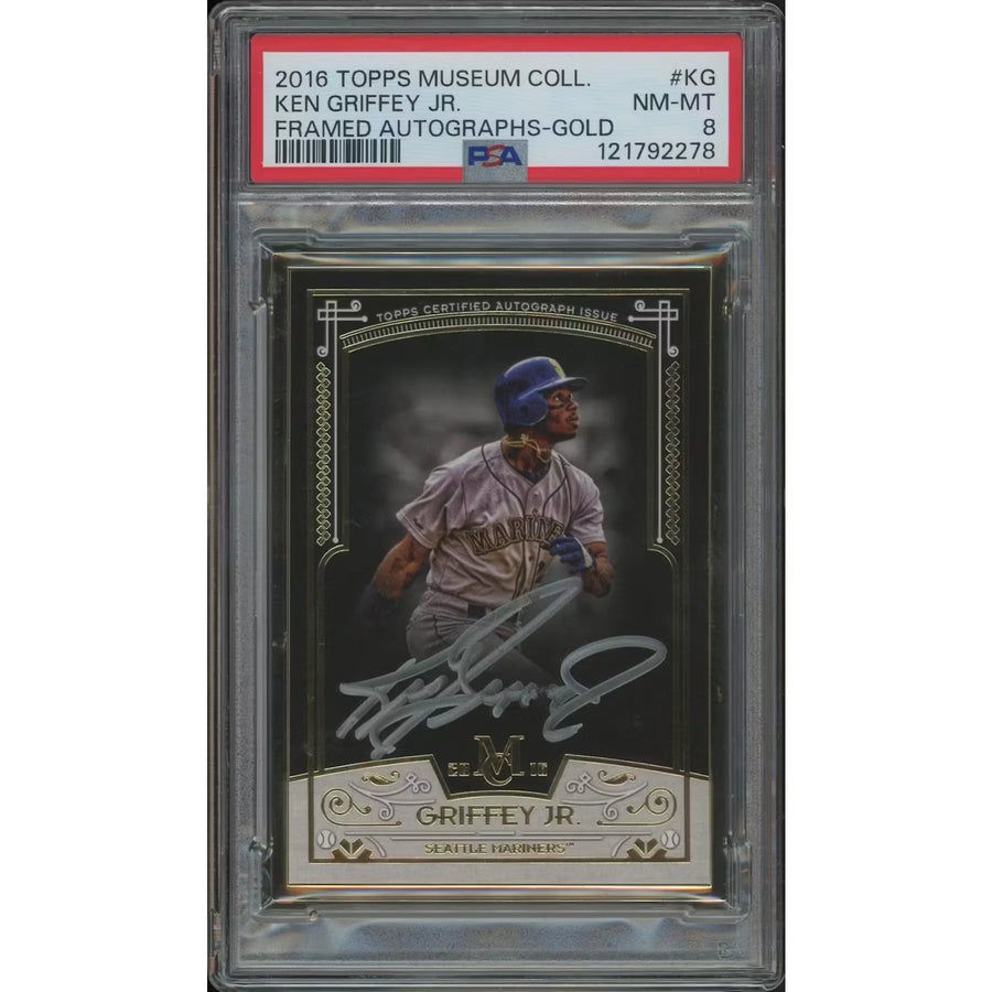 Ken Griffey Jr. Signed 2016 Topps Museum Collection Card | PSA 8 Gold Framed Auto #15/15