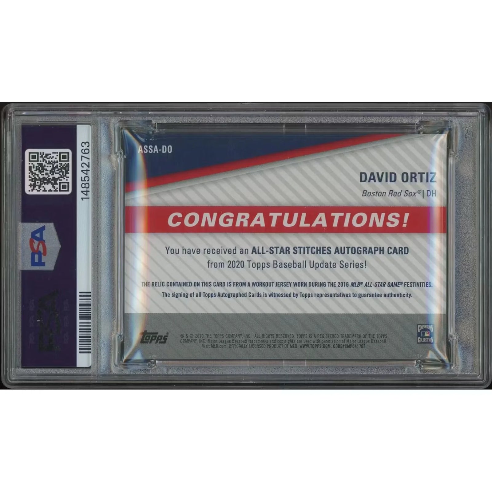David Ortiz Signed All Star Stitches Jersey Auto | 2020 Topps Update #13/15