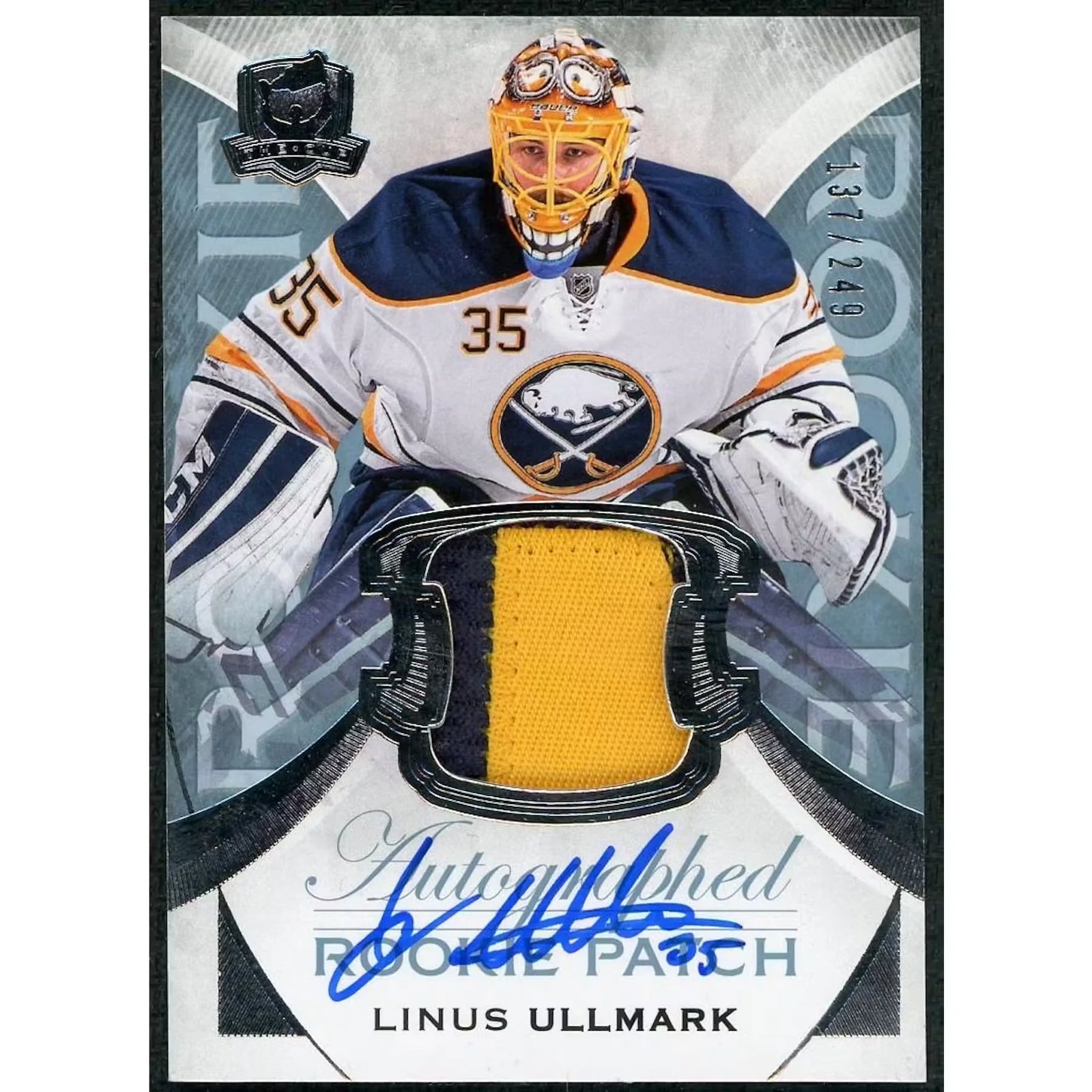 Linus Ullmark Signed 2015-16 The Cup Rookie Patch Auto |/249
