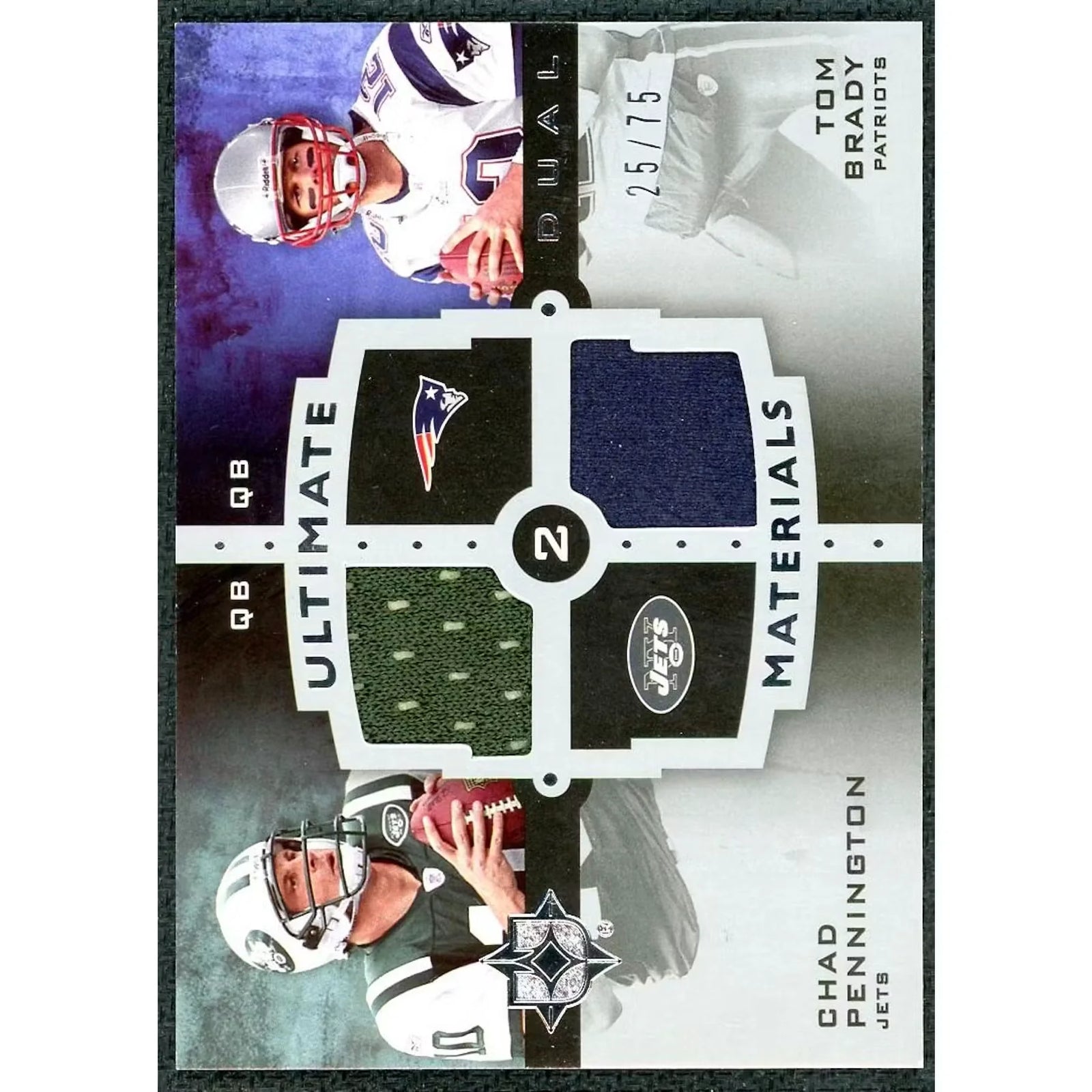 2007 Upper Deck Tom Brady & Chad Pennington Ultimate Materials Card |/75