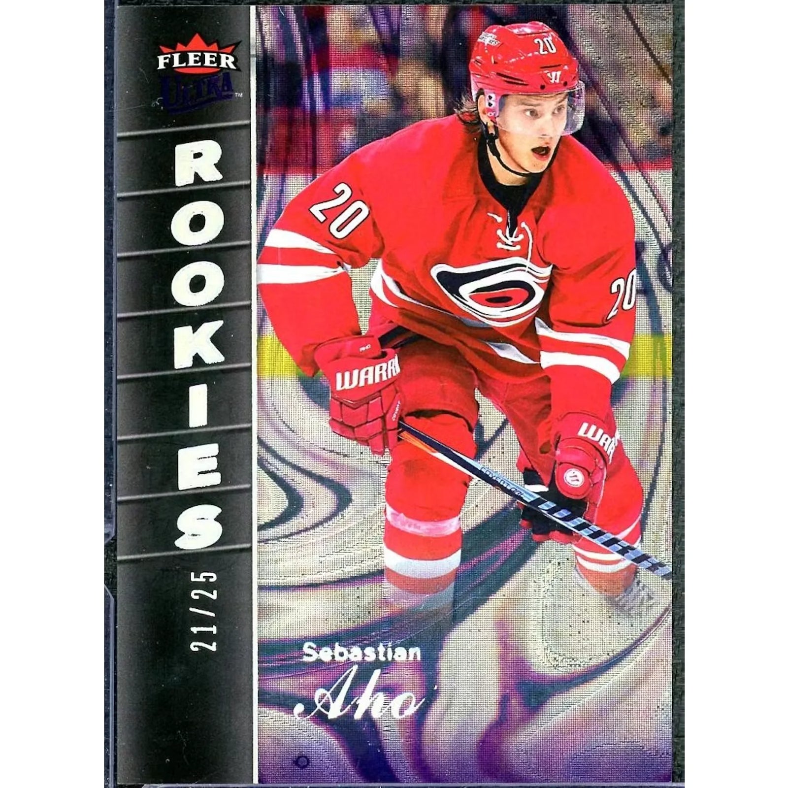Sebastian Aho 2016-17 Fleer Showcase Violet Medallion Rookie Card |/25
