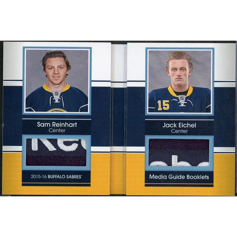 2015-16 SP Game Used Jack Eichel Sam Reinhart Media Guide Booklet Patch |/3