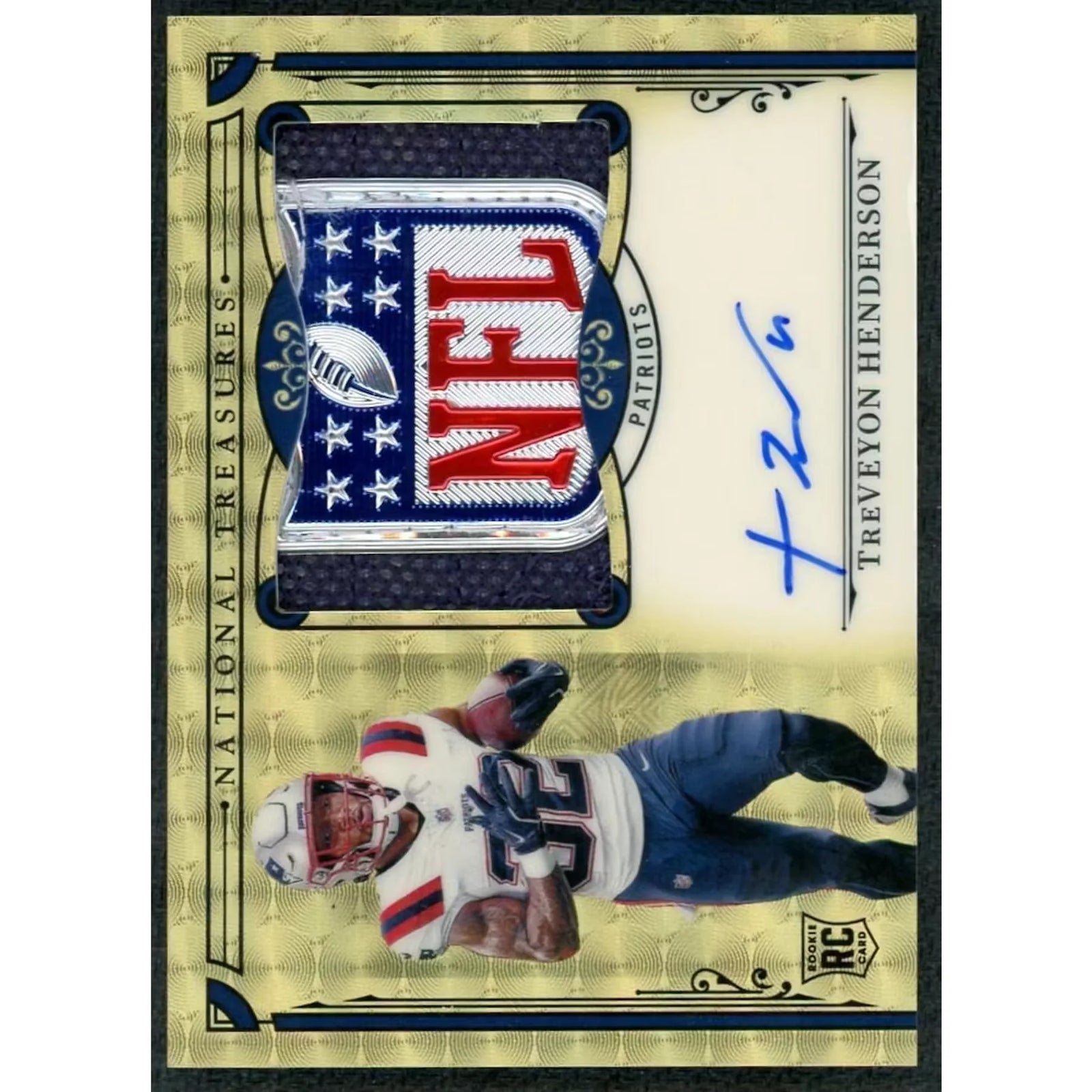 TreVeyon Henderson Signed 2025 National Treasures Card | 1/1 Gold Vinyl