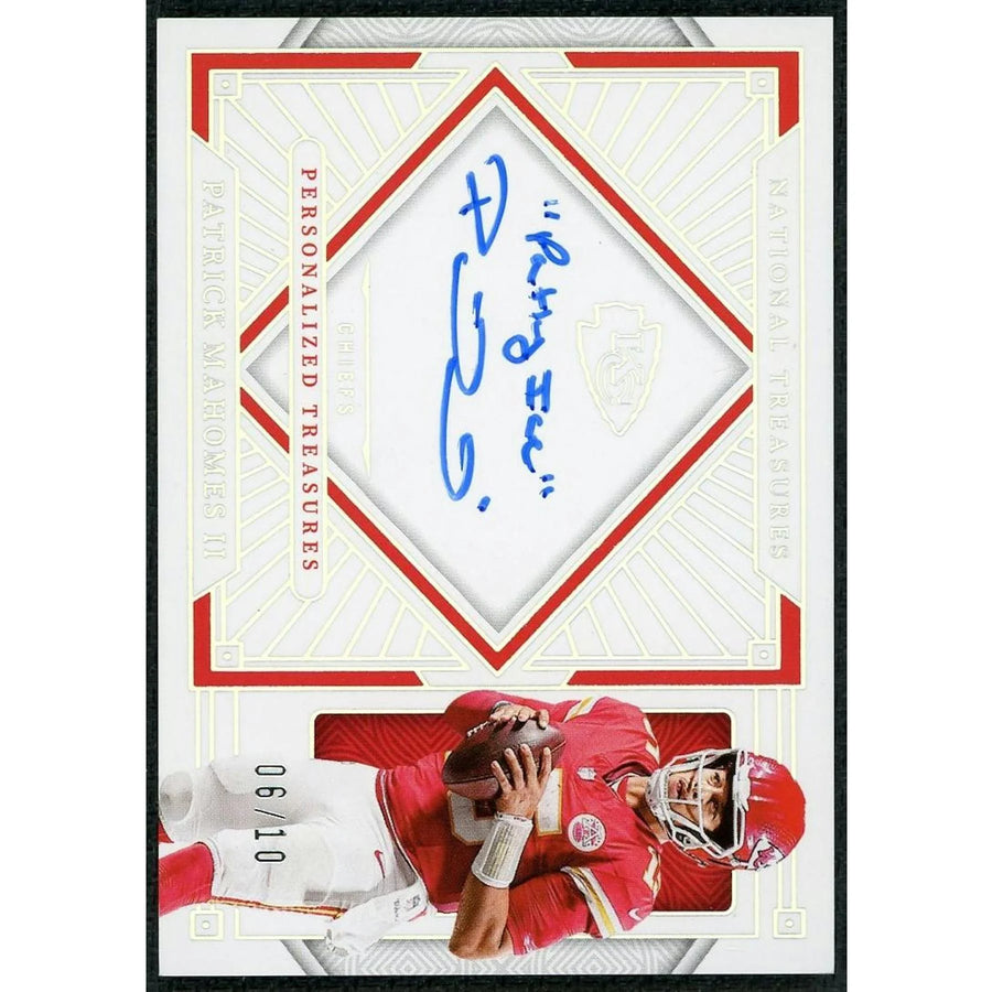 Patrick Mahomes Signed 2025 National Treasures Card | Personalized Auto/10