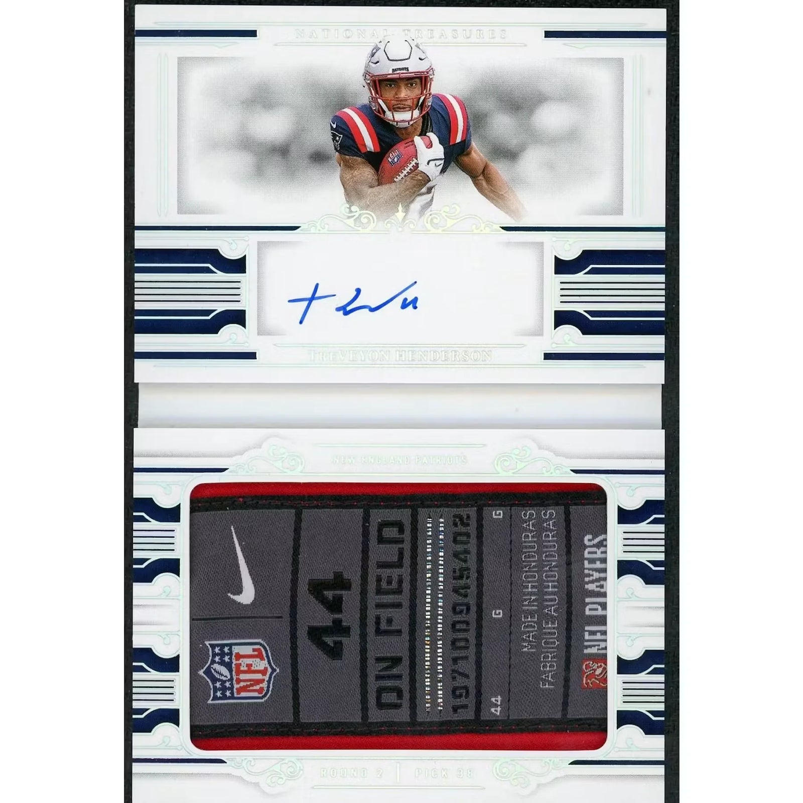Treveyon Henderson 2025 National Treasures Rookie Patch Auto Booklet | Laundry Tag/5