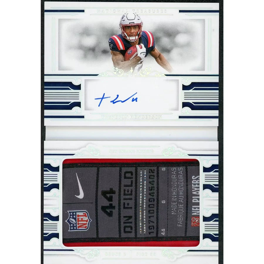 Treveyon Henderson 2025 National Treasures Rookie Patch Auto Booklet | Laundry Tag/5