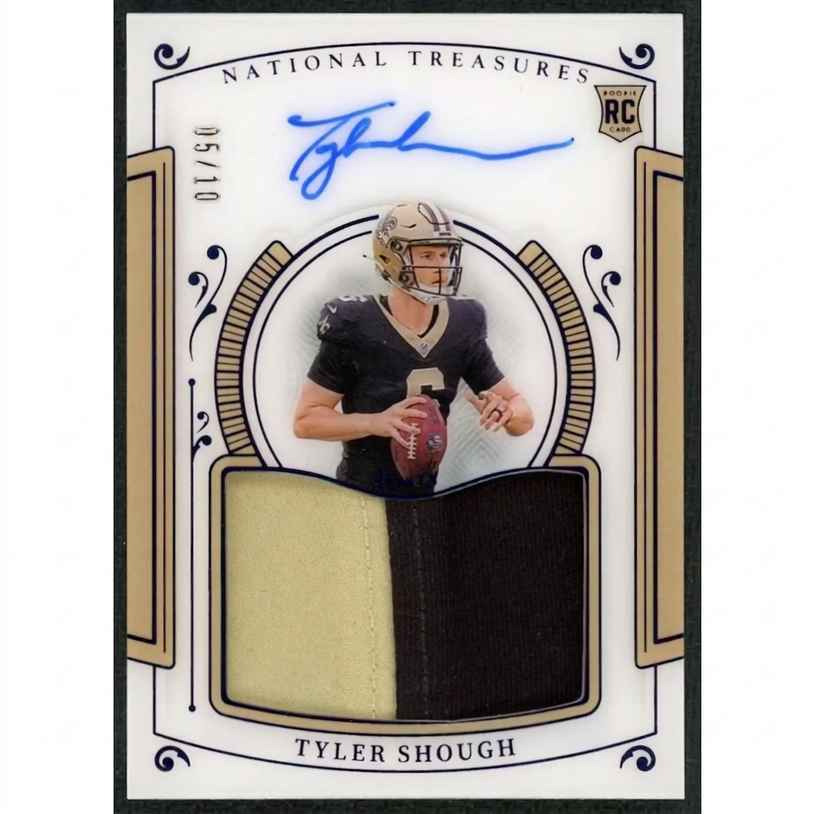 Tyler Shough Signed 2025 National Treasures Rookie Treasures Patch Card |/10