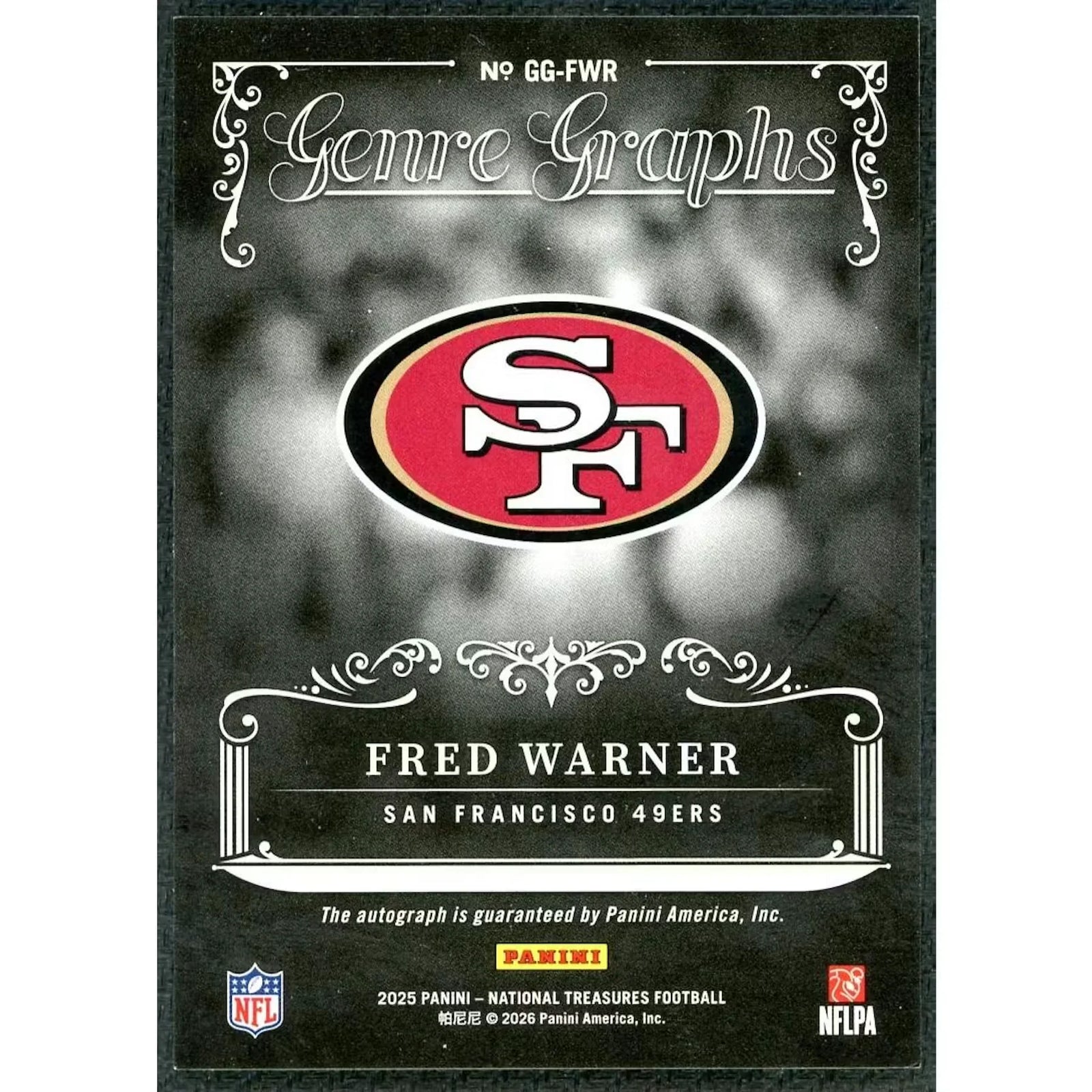 Fred Warner 2025 National Treasures Genre Graphs Card | Limited/25