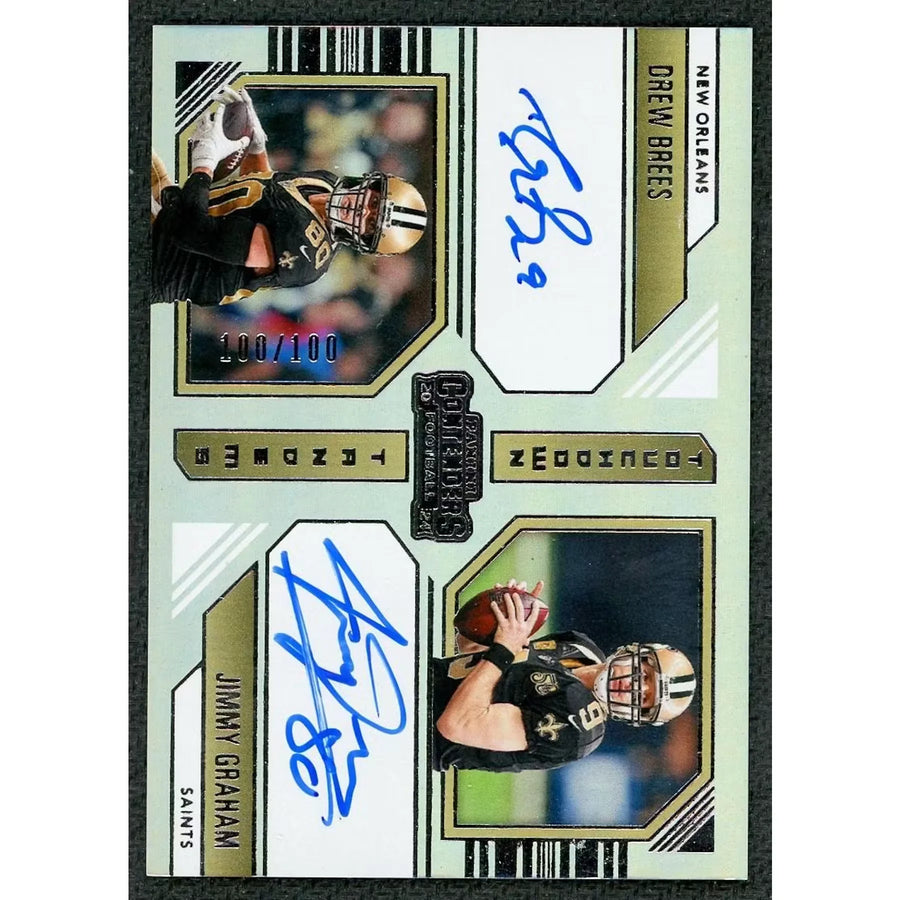 Drew Brees & Jimmy Graham Signed 2024 Panini Contenders Card | Auto/100
