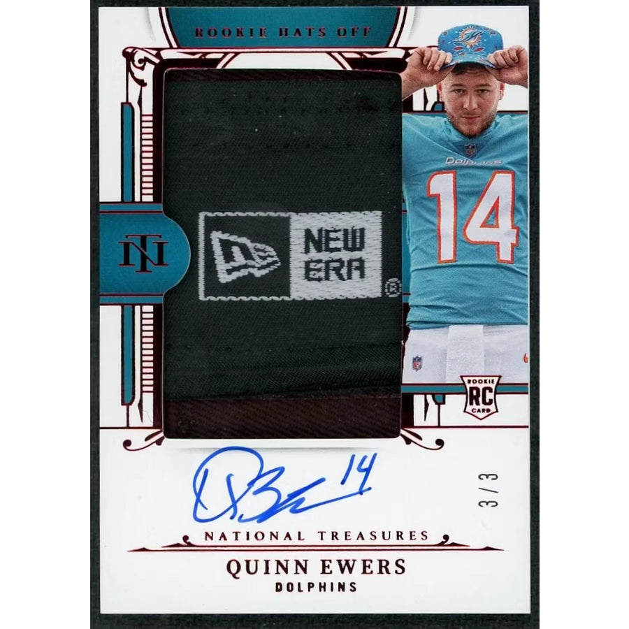 Quinn Ewers Signed 2025 Panini National Treasures Rookie Card | Hats Off Patch Auto/3