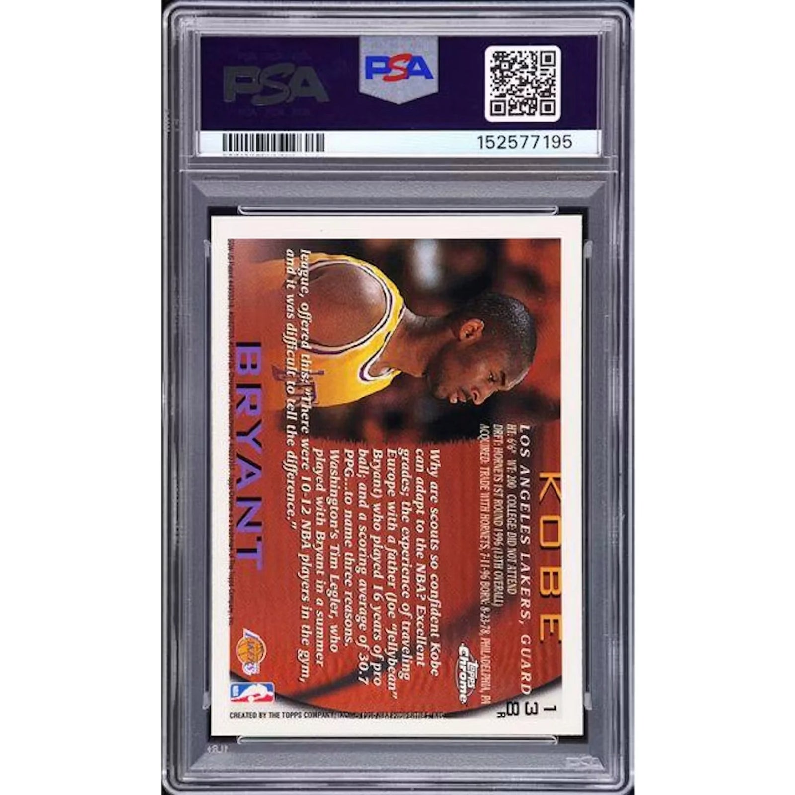Kobe Bryant 1996-97 Topps Chrome Rookie Refractor | PSA 8 #138