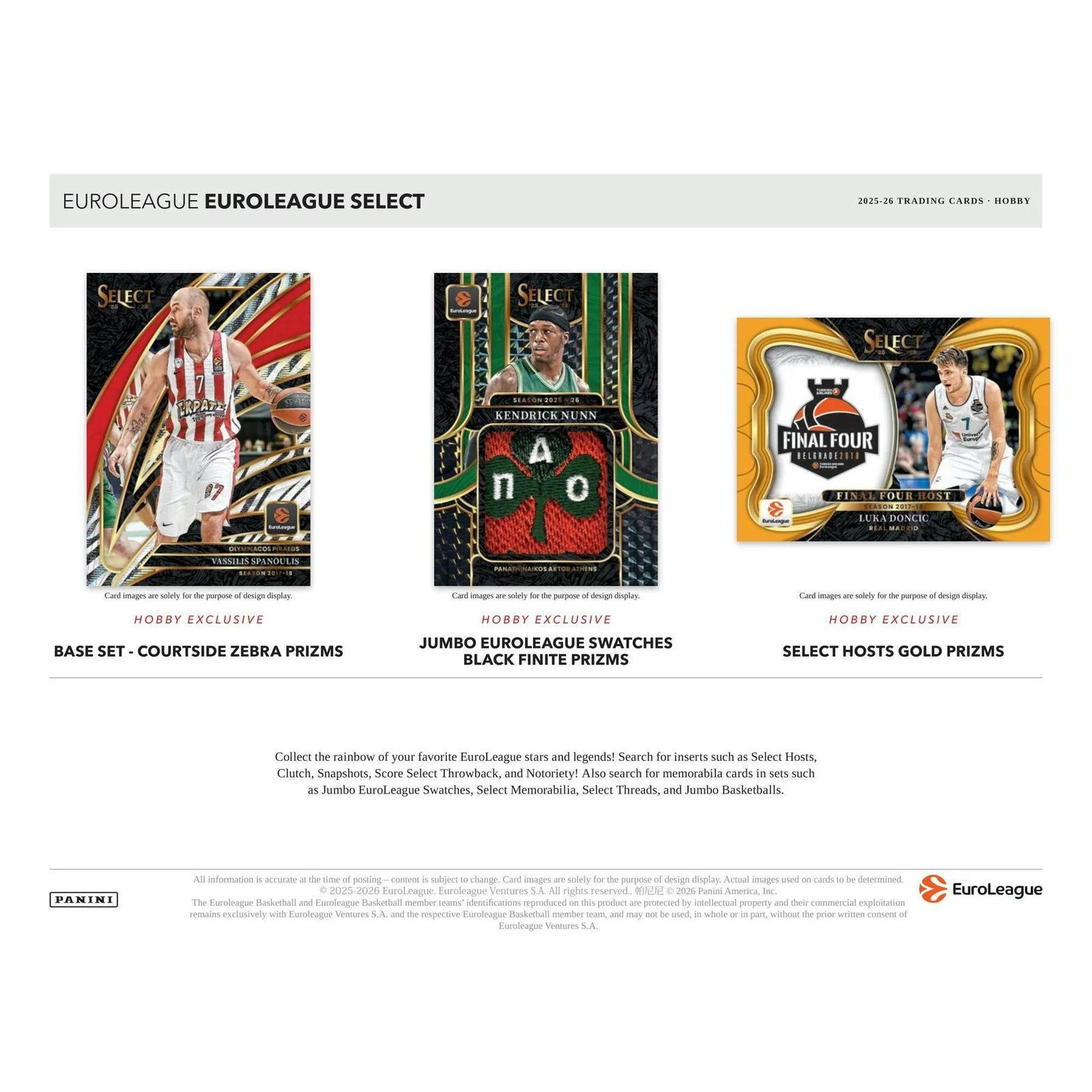 DRAFT - New 2025/26 Panini Select EuroLeague Basketball Hobby 12-Box Case