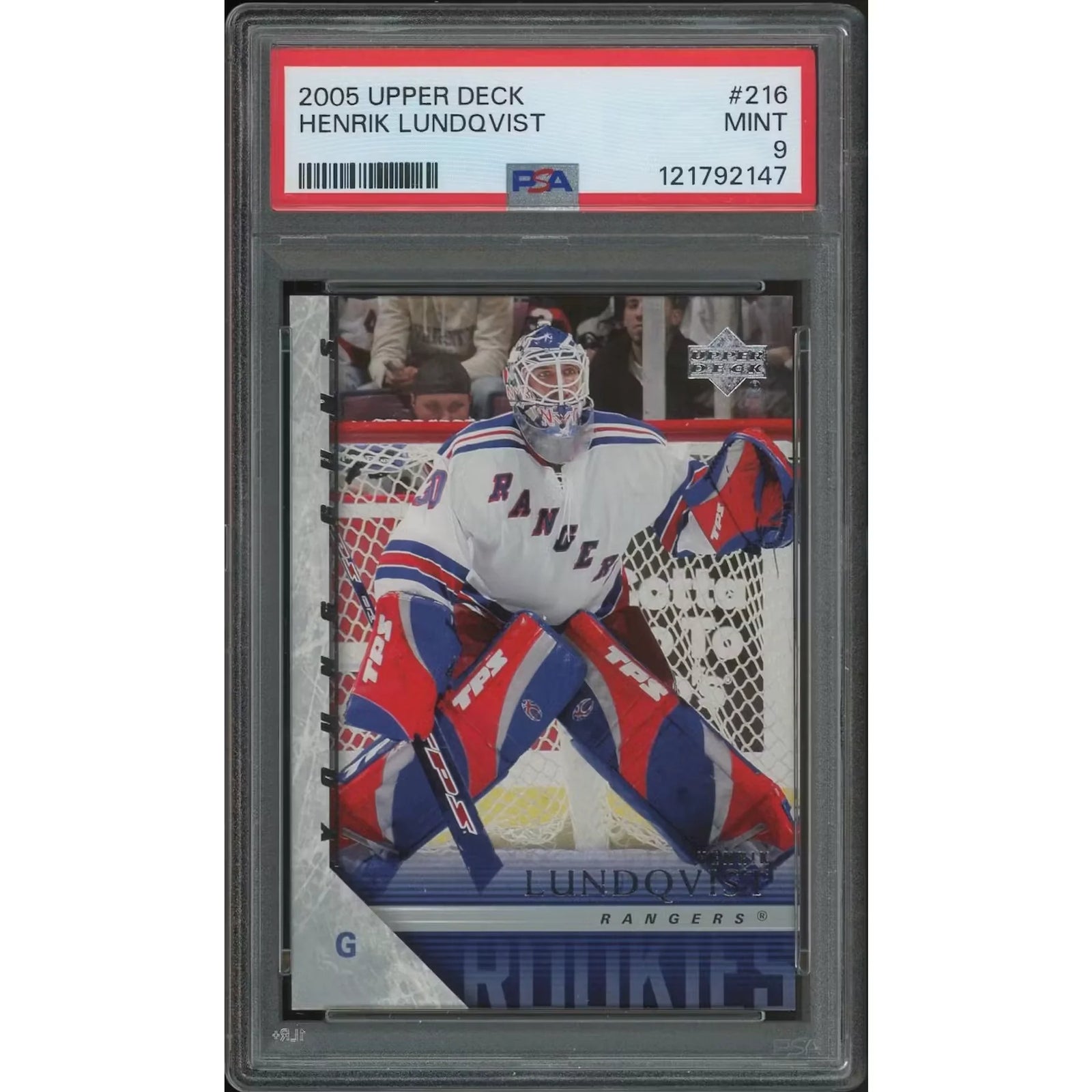 Henrik Lundqvist 2005-06 Upper Deck Young Guns Rookie #216 Card | PSA 9 Mint