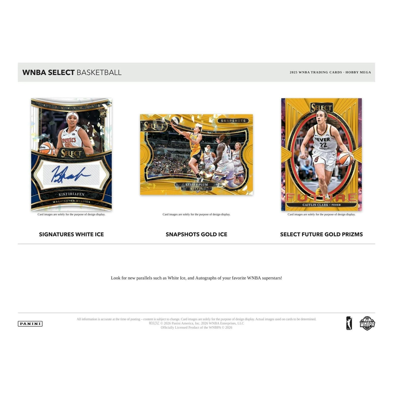 DRAFT - 2025 Panini Select WNBA Basketball Mega Hobby Box (Presell) $59.95 Add to Cart