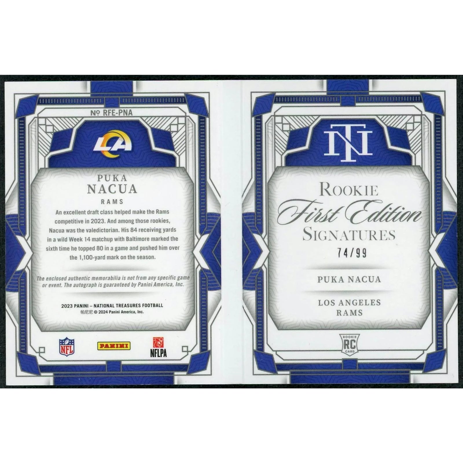 Puka Nacua Signed 2023 National Treasures Rookie Card | First Edition/99