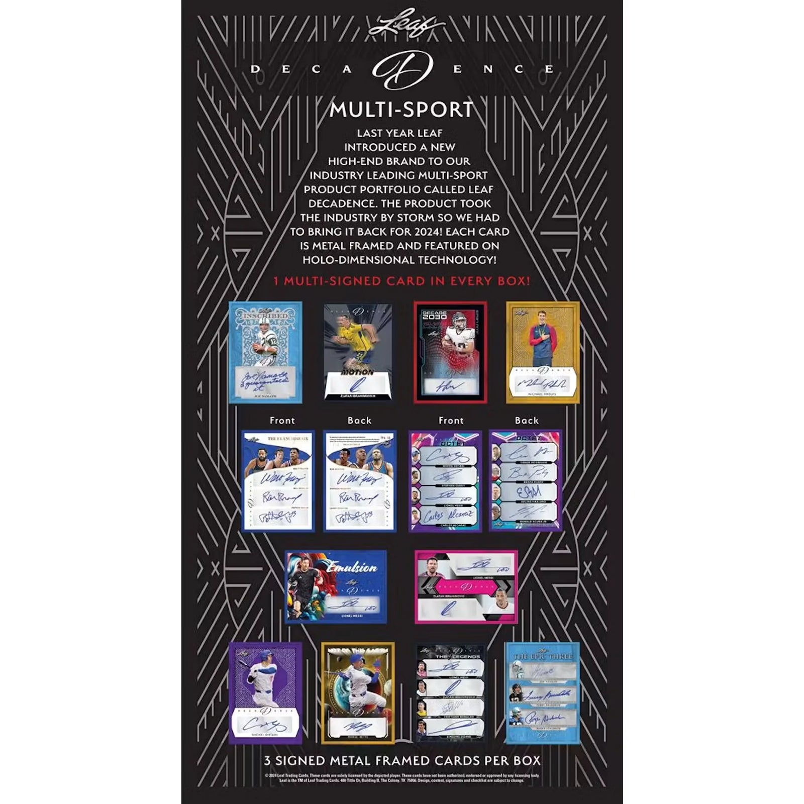 2024 Leaf Decadence Multisport Hobby 3-Box Case