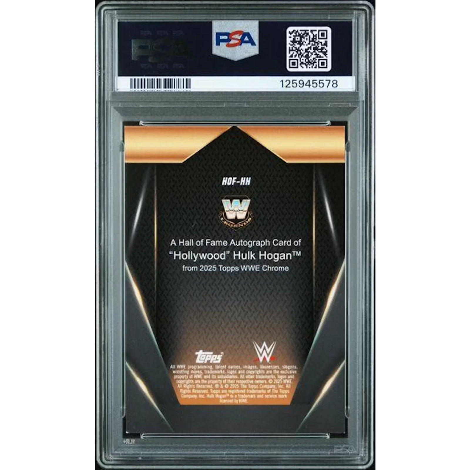 Hulk Hogan Signed 2025 Topps Chrome Hall of Fame Card | Blue Auto/150 PSA 8