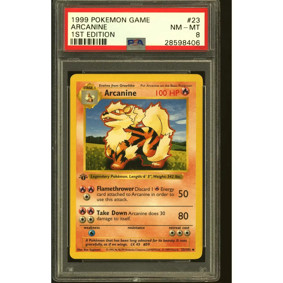 Pokemon Base Set Arcanine 1st Edition Shadowless | PSA 8