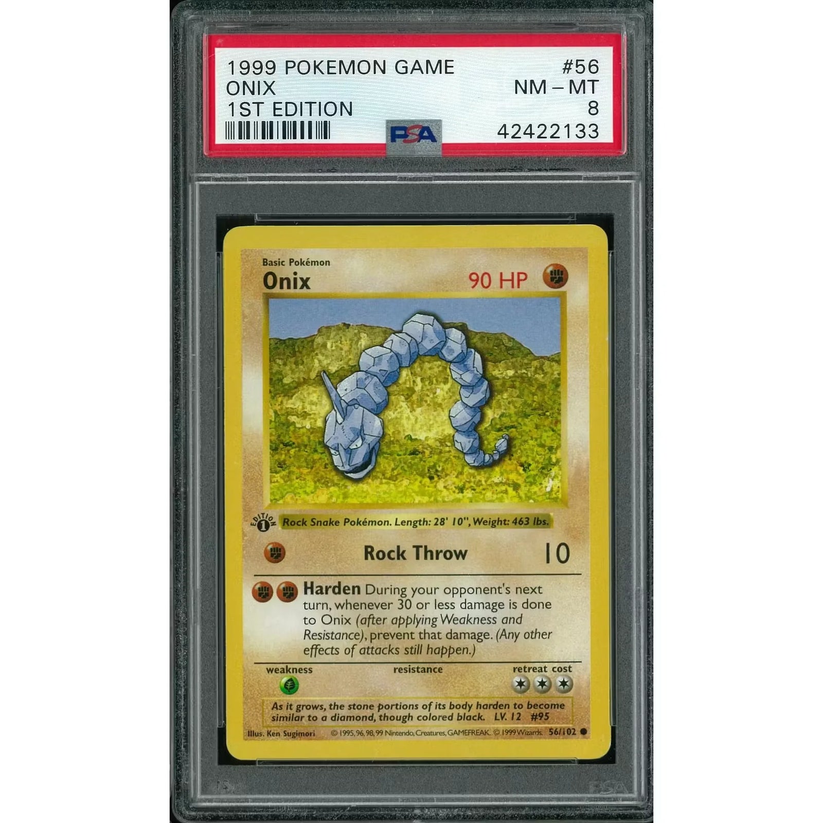 Pokemon Base Set Onix 1st Edition Shadowless | PSA 8